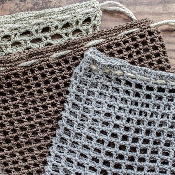 Crochet Produce Bags - set of 3 different designs | PDF Crochet Pattern