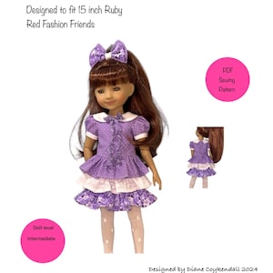 Cartamodello pdf per abito a 3 livelli Ruby Red Fashion Friends da 15".