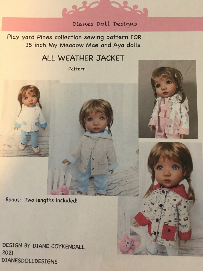 4412 Hooded Jacket Sewing Pattern for 15 Inch My Meadow Dolls Etsy