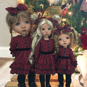 4423 Country Christmas Dress Sewing PATTERN bundle for 15 inch Mae and Aya, 13 inch Ardyn, 11 inch dumpling dolls.