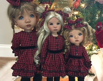 4423 Country Christmas Dress Sewing PATTERN bundle for 15 inch Mae and Aya, 13 inch Ardyn, 11 inch dumpling dolls.