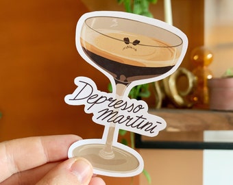 Despresso-Martini-Aufkleber | Cocktail | Kaffee | glänzender Aufkleber | Wasserflasche | Laptop-Aufkleber