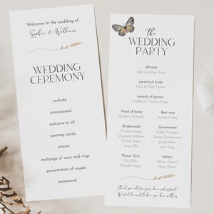 Bohemian Wedding Program | Editable Wedding Itinerary Canva Template for Rustic Schedule and Ceremony Details