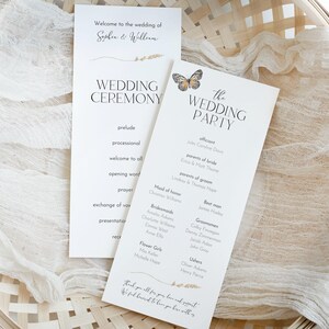 Boho Hochzeitsprogramm | Bearbeitbare Canva-Vorlage für den rustikalen Hochzeitsplan und die Details zur Zeremonie