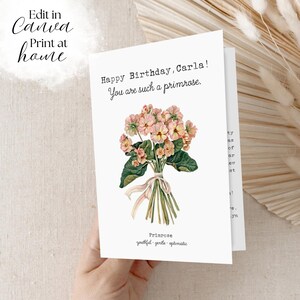 Kundenspezifische Blumen-Geburtstagskarte Februar mit Wildblumen-Blumenstrauß | Personalisierte Geburtsblume mit Name Bedeutung Karte | Digitaler Download