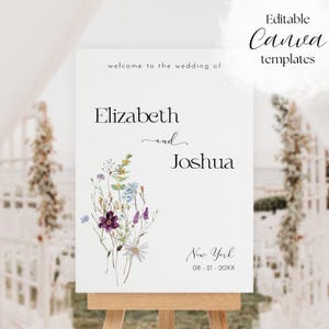 Floral Wedding Welcome Sign: Boho Rustic Entrance Decor (Printable Canva Template)