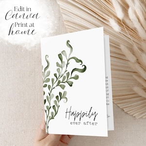 DIY Editable Wedding Congratulations Card | Print-at-Home Folded 5x7 Canva Card | Merrily Married Expression of Love