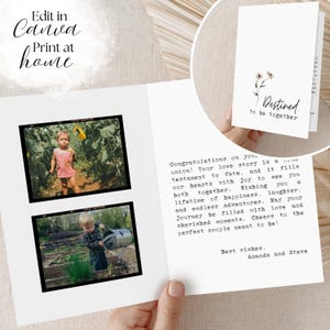 Bearbeitbare Canva Hochzeitskartenvorlage | 'Destined To Be Together' Gefaltete Grußkarte | Gerade verheiratet Andenken | Gefaltete 13x18 Karte