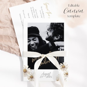 Digitale benutzerdefinierte Polaroid Save the Dates | Personalisierte Postkarte Lädt mit QR Hochzeits-Website Link ein | Bearbeitbare Canva Vorlage