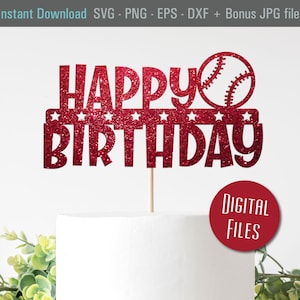 Joyeux anniversaire Baseball SVG, Cake topper Cutout Svg, Baseball Cake topper SVG, Instant Download Cutout, Birthday Sign, Baseball Svg