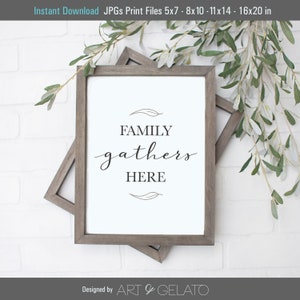 Familie sammelt hier INSTANT DOWNLOAD druckbare, Druck Wandkunst, Zitat Wand-Dekor, Home Fall Dekor Druck Kunst, Zitat Druck, Bauernhaus-Stil