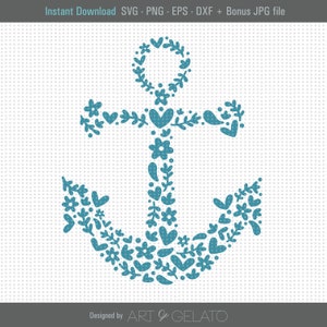 Anchor SVG, Floral Anchor Svg, Nautical Anchor Svg, Summer Svg, Sea Svg, Cruise Svg, Flower Anchor Svg, Anchor Shirt Svg, Instant Download