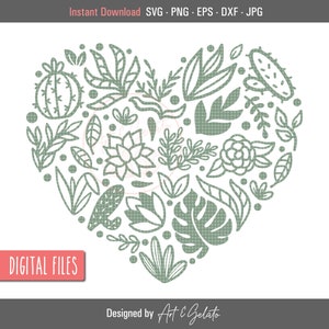 Plantas Corazón Svg, Amante de las Plantas Svg, Plantas Svg, Camisa de Jardinería Svg, Hojas Svg, Suculentas Svg, Cactus Svg, Amante del Jardín Svg, Decoración de Jardinería