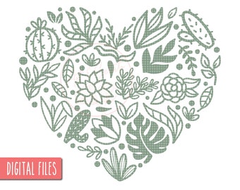 Plants Heart Svg, Plant Lover Svg, Plants Svg, Gardening Shirt Svg, Leaves Svg, Succulent Svg, Cactus Svg, Garden Lover Svg, Gardening Decor