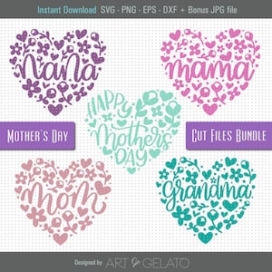 Pacote Svg do Dia das Mães, Pacote Feliz Dia das Mães, Mãe Svg, Camisa do Dia das Mães Svg, Nana Svg, Vovó Svg, Mãe Svg, Mama Svg, Pacote SVG imagem 1