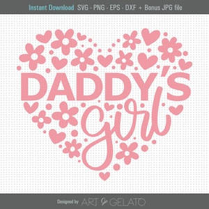 Papa's Meisje SVG, Vaderdag Svg, Papa en Dochter Svg, Baby Meisje Svg, Papa's Klein Meisje Svg, Meisje Shirt Svg, Bloemen Hart Svg, Papa