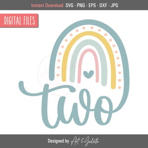 Dos cumpleaños arco iris SVG, cumpleaños de niña bebé SVG, cumpleaños boho arco iris SVG, fiesta de cumpleaños arco iris svg, niña arco iris svg, 2o cumpleaños svg