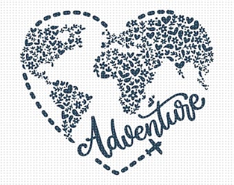 Adventure SVG, Adventure Awaits Svg, Adventure Heart Svg, Travel Svg, Globe Svg, Love to Travel Svg, Floral World Svg, World Travel Svg