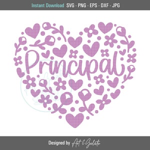 Principal Floral Heart SVG, Principal Heart Svg, School Principal Svg, Teacher Shirt Svg, Teacher Love Svg, Beste Principal Ever Svg, Heart