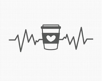 コーヒー EKG SVG、コーヒー愛好家 SVG、コーヒーの心拍 SVG、コーヒー マグ SVG、看護師燃料 SVG、心拍 SVG、看護師 SVG、ラテ EKG SVG、コーヒー SVG
