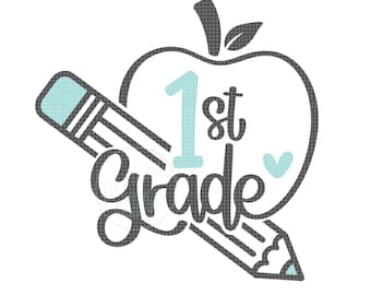 1st Grade Apple SVG, First Grade Svg, First Day of School Svg, Teacher Svg, 1st Grade Shirt Svg, Hello 1st Grade Svg, First Grade Kid Svg