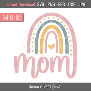 Mom Rainbow Birthday SVG, Baby Girl&#39;s Mom SVG, Boho Rainbow Birthday SVG, Rainbow Birthday Party Svg, Rainbow Mom, Mom of the Birthday Girl