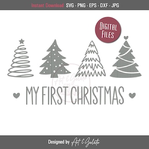 My first Christmas SVG, 1st Christmas svg, Baby's First Christmas svg, Christmas Onesie Svg, Christmas Trees svg, 2021 Baby SVG, Trees SVG
