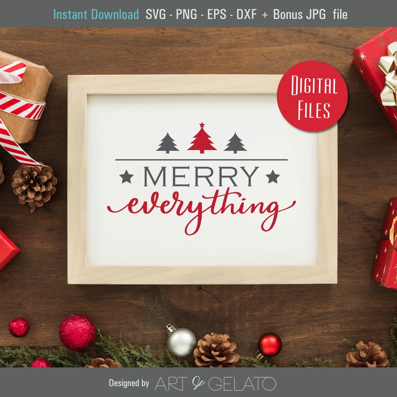 Merry Everything SVG Digital Cut file Christmas Sign Etsy