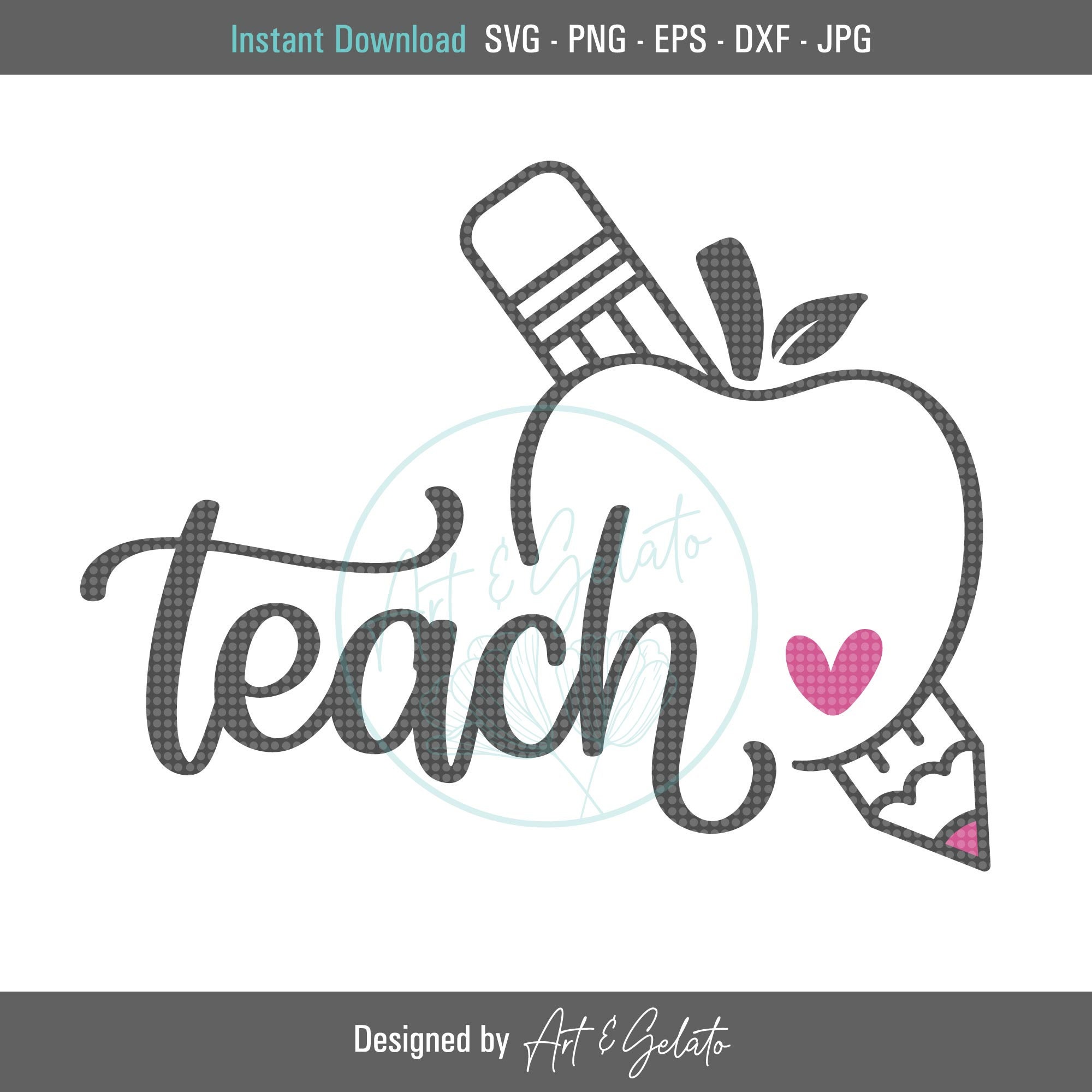 Teach Apple Pencil SVG Teach Svg Teacher Svg Teacher Shirt - Etsy