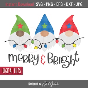 Merry and Bright Gnomes SVG, Christmas Gnome svg, Gnomes svg, Merry &Bright SVG, Christmas svg, Christmas Gnomes Decor Svg, Gnomes Shirt