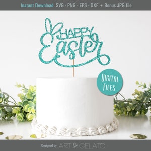 Joyeuses Pâques de gâteau SVG, Svg de découpe Joyeuses Pâques, fichier de découpe de Pâques, panneau découpé au Laser de Pâques, embellissement de couronne, fichier de coupe bricolage Pâques
