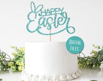 Happy Easter Cake Topper SVG, Happy Easter Cutout Svg, Easter Cutout file, Easter Laser Cut Sign, Wreath Embellishment, Easter DIY Cut File