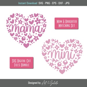 Mamãe e Mini SVG, Conjunto Mamãe e Eu Svg, Conjunto Mamãe e Filha Svg, Conjunto de Camisa Combinando Svg, Camisa Mamãe Svg, Camisa Infantil Svg, Dia das Mães