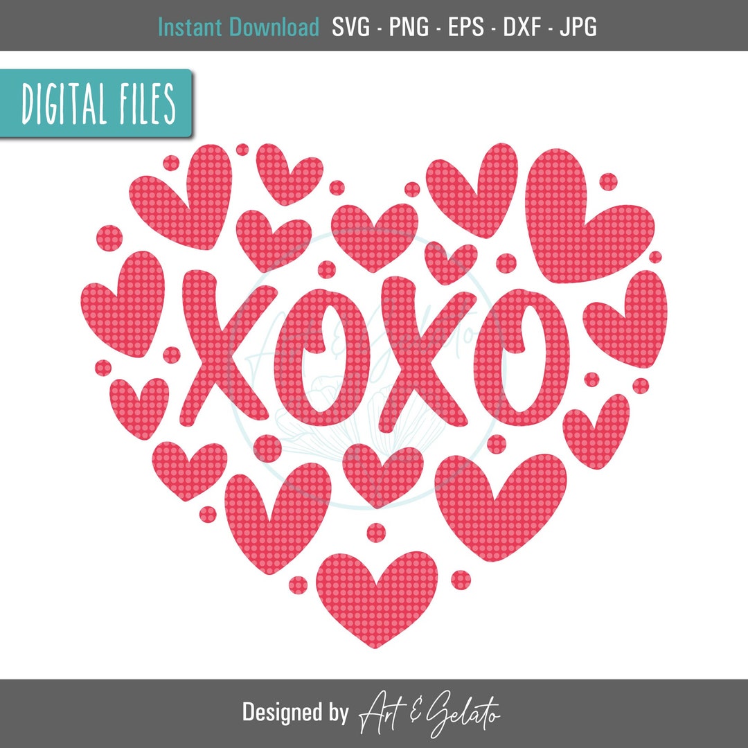 XOXO Heart SVG, Happy Valentines Day SVG, Valentines Day Svg