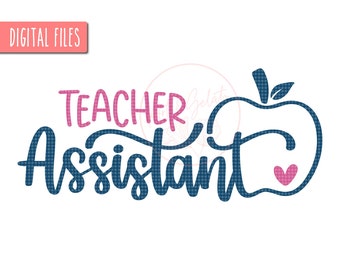 Teacher Assistant Apple SVG, Assistant Outline Svg, TA Svg, Apple Svg, School Teacher Assistant Svg, Assistant Gift, TA Shirt Svg, Assistant