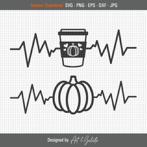 Pompoen EKG SVG, Pompoen Latte EKG Svg, Pompoen Fall Svg, Liefde Pompoen Svg, Hartslag Svg, Pompoen Spice Latte Svg, Pompoen Koffie Hartslag