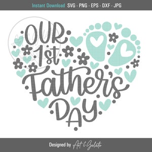 Nuestro 1er Día del Padre SVG, Baby Fathers day svg, Happy Fathers Day Svg, Our First Fathers day svg, Dad and Baby matching shirts, Father Heart