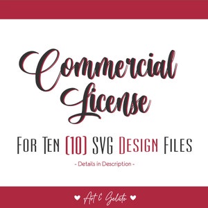 Commerciële licentie voor 10 SVG-bestand knippen, SVG commerciële licentie, Art & Gelato-licentie, onbeperkte tijden commerciële licentie, 10 items licentie