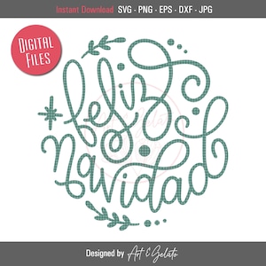 Feliz Navidad SVG, Navidad Round SVG, Feliz Navidad Ornament SVG, Merry Christmas Svg, Navidad Svg, Christmas Ornament, Spanish Christmas