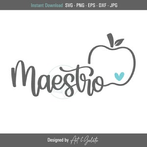 Maestro SVG, Maestro Outline SVG, Profesor español SVG, Manzana svg, Profesor de español svg, Regalo del profesor svg, Camisa del profesor svg, Profesor masculino