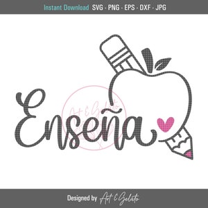 Enseña Manzana Lápiz SVG, Enseña SVG, Naucz hiszpańskiego SVG, Maestra Svg, Nauczyciel Svg, Nauczyciel hiszpańskiego Svg, Lápiz Svg, Koszula nauczyciela Svg