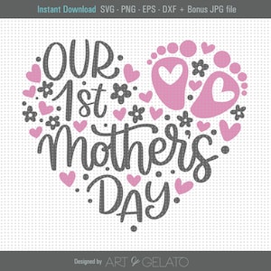 Nuestro 1er Día de la Madre SVG, Baby Mothers day svg, Happy Mothers Day Svg, Our First mothers day svg, mom and baby matching shirts, Mother Heart