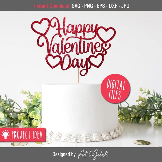 Happy Valentines Day Cake Topper SVG Happy Valentines Day | Etsy