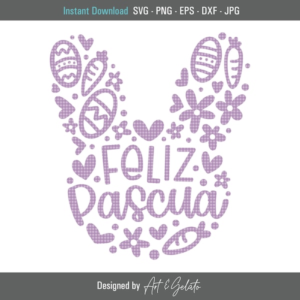 Feliz Pascua SVG, Spanish Happy Easter Svg, Pascua SVG, Felices Pascuas Svg, Bunny Svg, Conejo de Pascua Svg, Kids Easter Svg, Conejito Svg