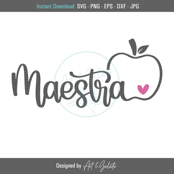 Maestra SVG, Maestra Outline SVG, Teacher Spanish SVG, Manzana Svg, Spanish Teacher Svg, Teacher Gift Svg, Teacher Shirt Svg, Teacher Love