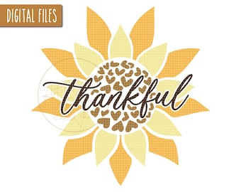 Thankful Sunflower SVG, Sunflower Svg, Fall Svg, Sunflower Sign, Autumn Decor SVG, Thankful Fall Svg, Sunflower Cut Files, Fall Shirt SVG