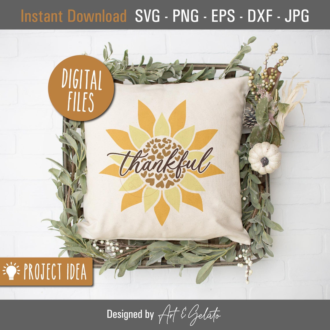 Thankful Sunflower SVG, Sunflower Svg, Fall Svg, Sunflower Sign, Autumn ...