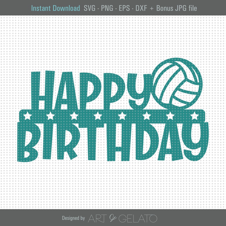 Happy Birthday Volleyball SVG Cake topper Cutout Svg Etsy
