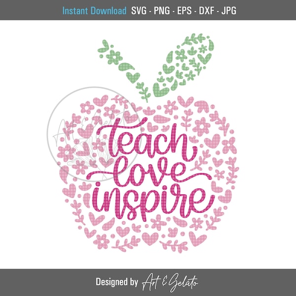 Teach Love Inspire Apple SVG, Teach Love Inspire SVG, Teacher Svg, Best Teacher Svg, Teacher Shirt Svg, Teacher Appreciation SVG, Apple Svg