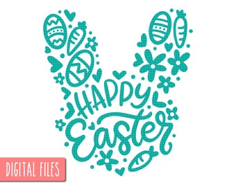 Happy Easter SVG, Easter Bunny Svg, Easter SVG, Easter Shirt Svg, Bunny Svg, Easter Cut Files, Kids Easter shirt Svg, Bunny Ears svg, EPS